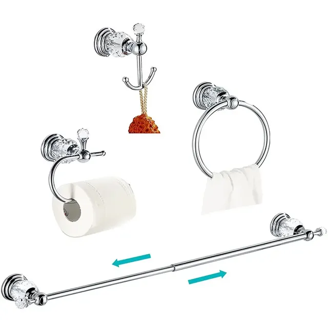 Ensemble accessoires bain mural chrome cristaux porte…