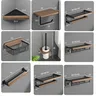 Porte serviettes mural bois métal noir industriel… – vue 5