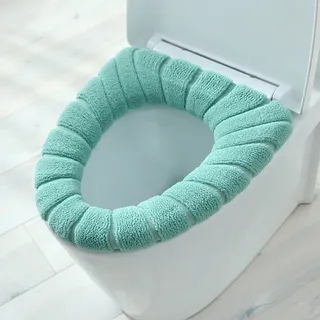 Juste de coussin de siège de toilette en velours chaud lavable