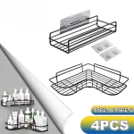HOShelf-Étagère de rangement pour shampoing, porte-cosmétique, étagère en métal sans poinçon, étagère d&rsquo;angle d&rsquo;évaluation de condiments, accessoires