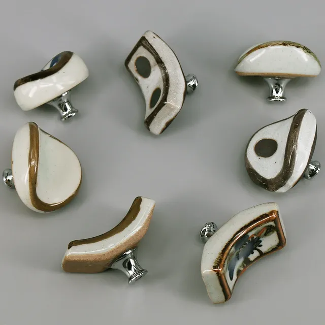 Poignées céramique porcelaine émaillée blanche bordure… – vue 5