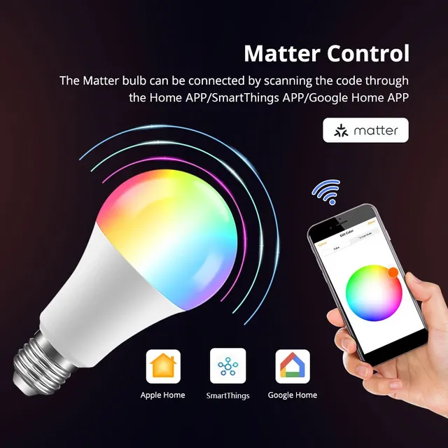 Matter WiFi ampoule intelligente lumière LED à intensité… – vue 3