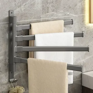 Porte serviettes rotatif aluminium quatre bras pivotants mural gris…
