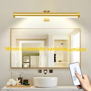 Lumière LED moderne pour miroir de vanité. Applique murale de salle de bain à intensité variable, étanche, 3 températures de couleur, installation facile pour le dressing