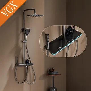 Colonne douche murale design moderne minimaliste acier brossé noir…
