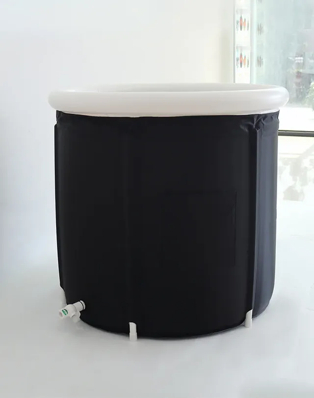 Bain à Bulles Noir Pliable en PVC Gonflable avec… – vue 3