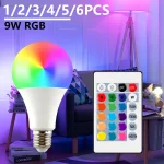 Ampoule LED multicolore RGB, 16 couleurs, E27, 220V, éclairage domestique, variable, 24 touches, télécommande, lampe intelligente, lumière d&rsquo;ambiance