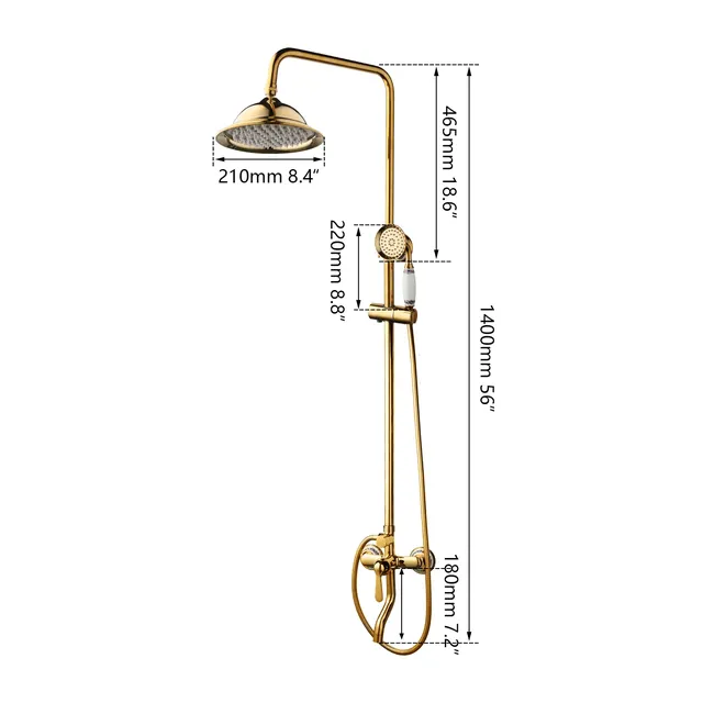 ZAPPO robinets de baignoire en laiton doré 8 " – vue 2