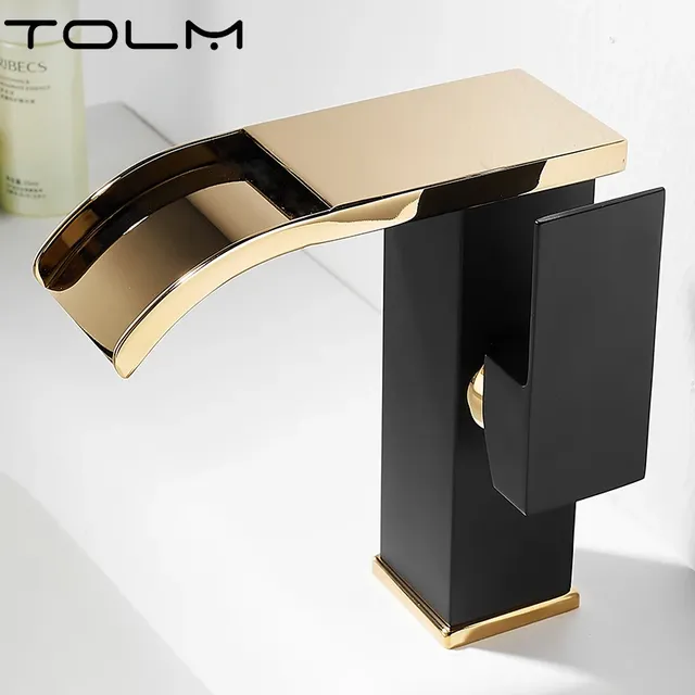 TOLM robinets de lavabo dorés brossés – vue 6