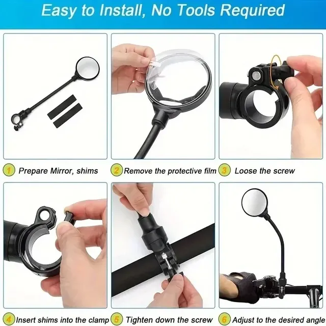 1 pièces miroir de vélo guidon de vélo rétroviseur… – vue 6