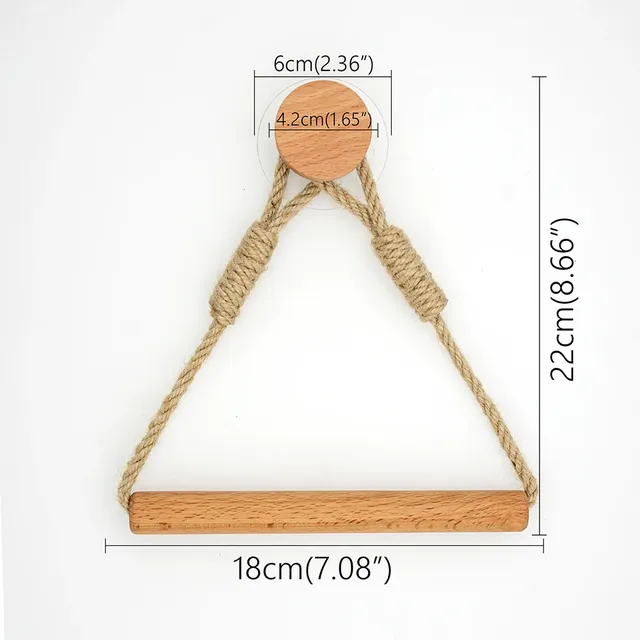 Support papier toilette mural bois clair corde jute… – vue 3