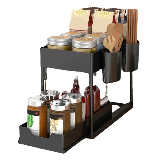 Organisateur cuisine deux niveaux coulissant rangement…