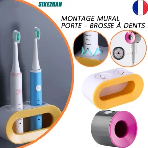 Porte-brosse à dents mural, organisateur de salle de bains, Double trou unique, accessoires de brosse à dents auto-adhésifs, gain de place