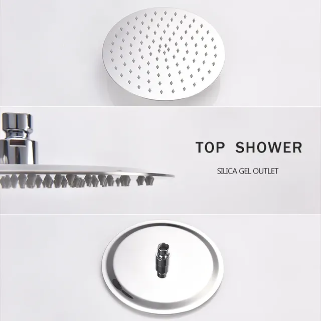 Pommeau de douche à effet pluie rond chromé en acier… – vue 4