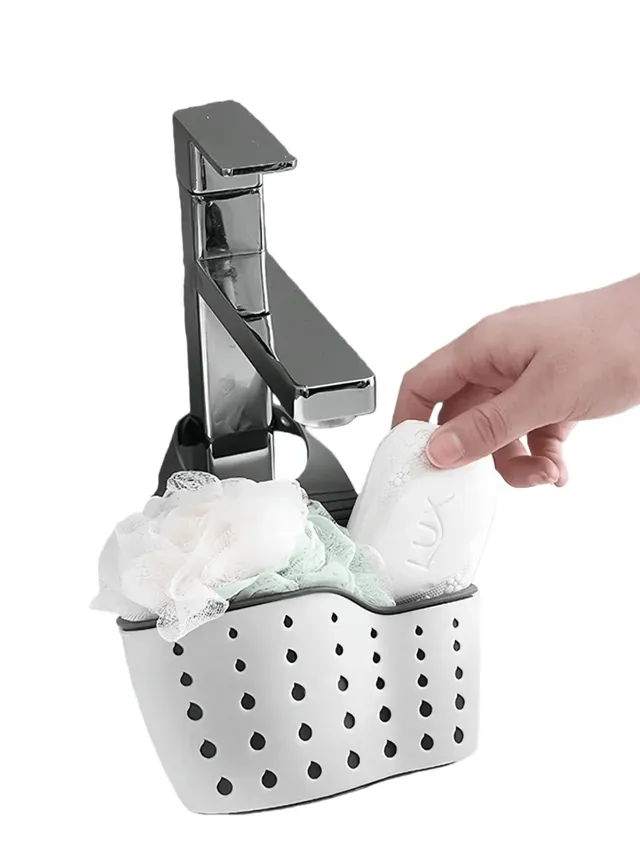 Porte éponge suspendu évier rangement compact silicone… – vue 4