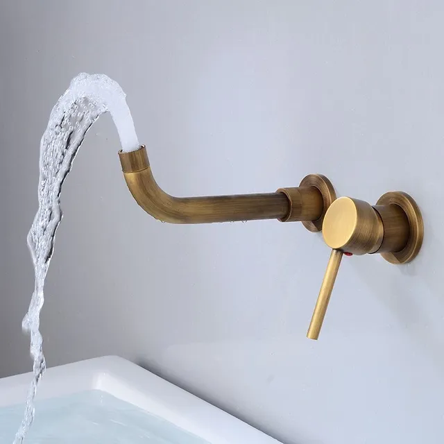Brushed Gold Basin Faucet Concealed Wall Mounted Faucet… – vue 3