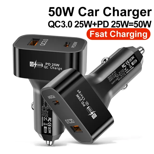 Chargeur de voiture 25W QC3.0 PD double ligne chargeur… – vue 2
