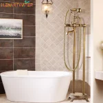 Ensemble de douche de bain antique, baignoire en laiton, F/05, support de sol rotatif à 360 degrés, type de téléphone, douche à main