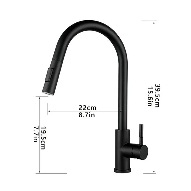 Robinet de cuisine noir à deux fonctions – vue 3