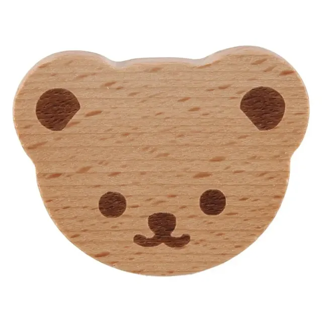 Bouton de tiroir en bois mignon en forme d'ours avec vis