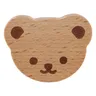 Bouton de tiroir en bois mignon en forme d'ours avec vis – vue 1