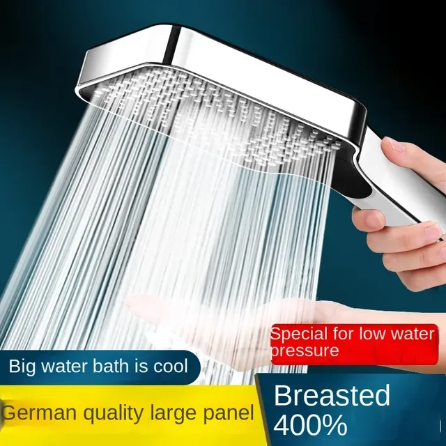 Pommeau douche main carré 10cm chrome noir silicone… – vue 2