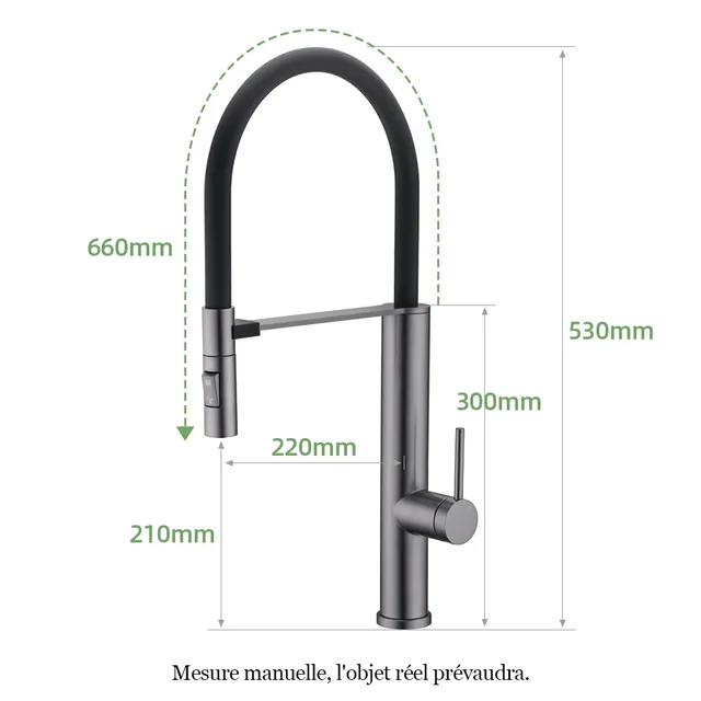 Robinet de cuisine flexible en bronze avec bec… – vue 3