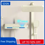 Système de douche numérique chaud et froid pour salle de bain, éclairage d&rsquo;ambiance, ensemble de douche thermostatique à pulvérisation de taille, pomme de douche à effet de pluie de 12 pouces