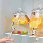 Distributeur de boissons avec robinet et filtre, support de limonade transparent, débit facile, liquide à cliqueter, récipient pour pique-niques