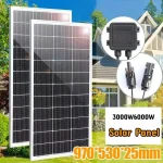 Kit de panneaux solaires 6000W 3000W, module PV monocristallin 12V/24V/48V, haute efficacité, hors réseau pour le chargement de la batterie de bateau RV domestique.