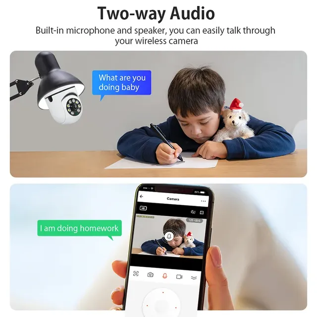 Caméra IP WiFi 4G E27 ampoule caméra 3MP sans fil bébé… – vue 3