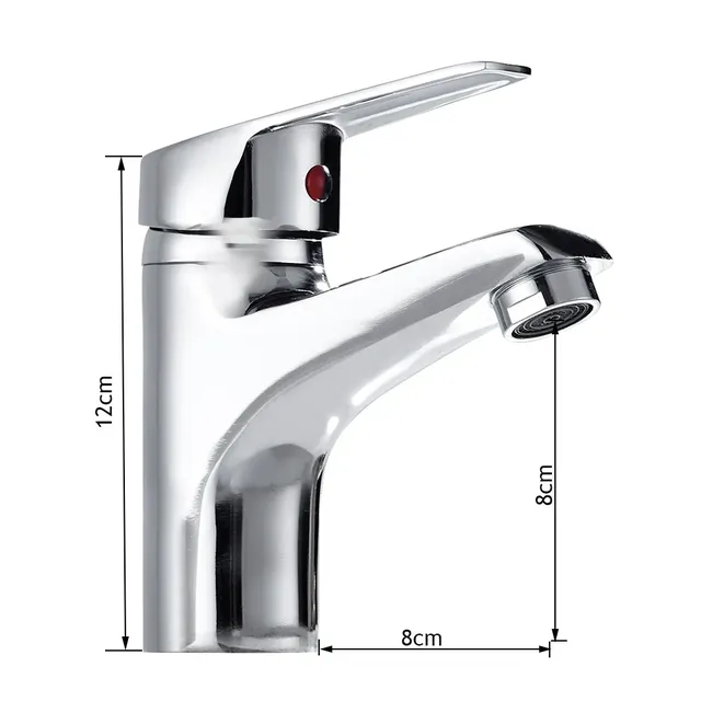 Robinet de lavabo de salle de bains chromé à poignée… – vue 3