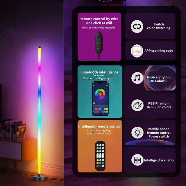 Lampadaire LED intelligent RGB – vue 3