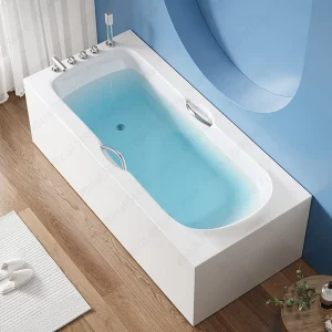 Baignoire blanche autoportante multifonctionnelle, baignoire en acrylique de luxe, capacité de charge élevée, meubles multiples