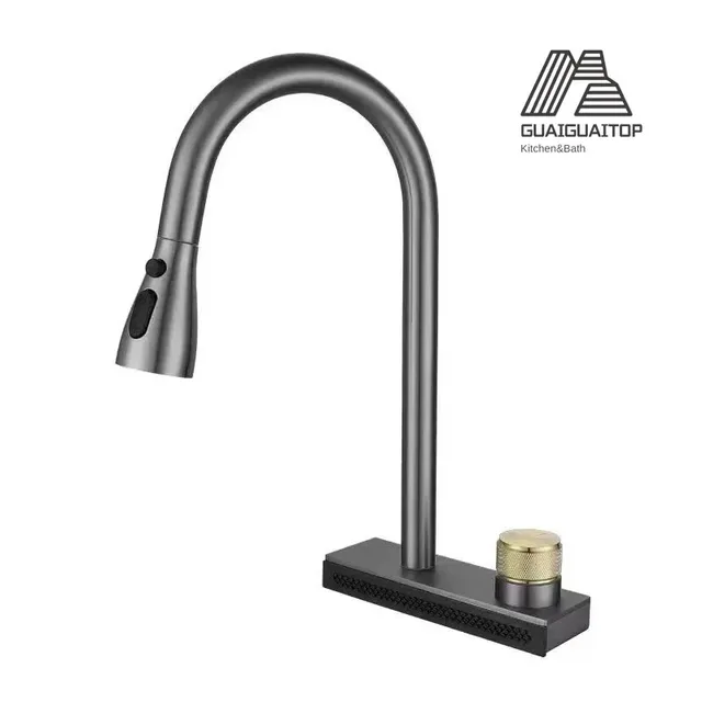 Robinet de cuisine cascade en laiton froid et chaud – vue 5