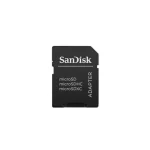 Adaptateur microSD SD SanDisk noir plastique rigide mat conversion cartes pleine taille compatible appareils photo caméras enregistreurs insertion simple