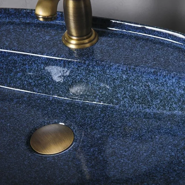 Vasque poser ovale porcelaine céramique émaillée bleu… – vue 4