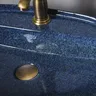 Vasque poser ovale porcelaine céramique émaillée bleu… – vue 4
