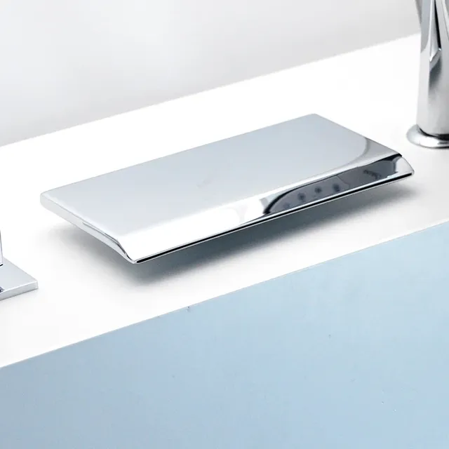 Mitigeur cascade bec plat large chromé poli laiton… – vue 4