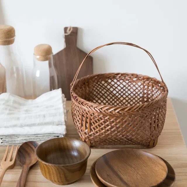 Panier en bambou artisanal Vintage – vue 2