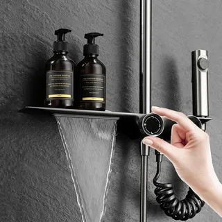 Ensemble douche cascade gris peint mitigeur mural cuivre inox noir mat…