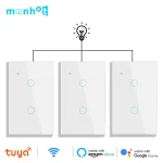 Tuya – interrupteur intelligent WiFi US, pour escaliers, capteur tactile, lumières LED, contrôle bidirectionnel, panneau en verre pour maison intelligente Alexa Google