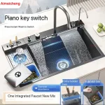 Cascade d&rsquo;évier en acier inoxydable, grand évier simple, poubelle, tasse, ark, dessus de seau d&rsquo;appartement, cuisine