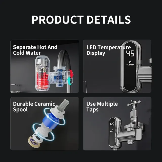 Fudeer robinet chauffe-eau électrique de cuisine robinet… – vue 6