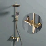 Ensemble de système de douche doré, ensemble de robinets de douche de salle de bains, ensemble de douche cascade à 3 voies, mitigeur de douche avec ensemble de douchette à main noir