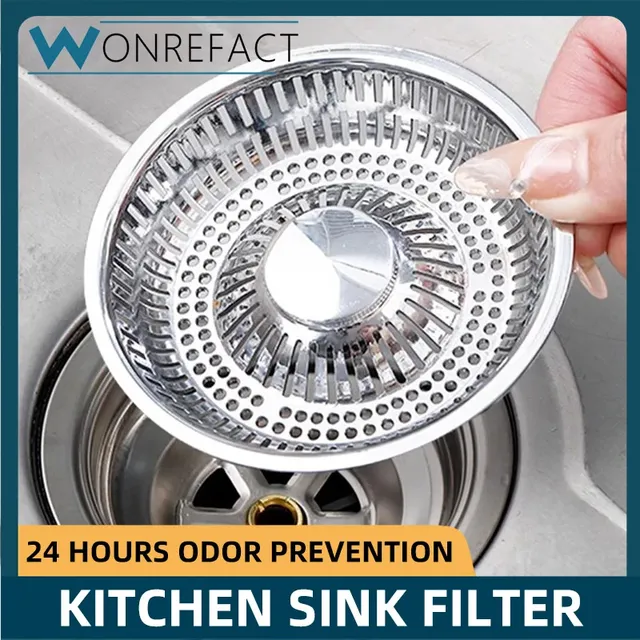 Filtre bonde évier cuisine amovible chromé ABS plastique…