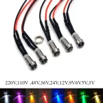 Ampoule LED pré-câblée 220V,110V,48V,36V,24V,12V,9V6V5V,3V 3mm avec supports, Diodes électroluminescentes, voyants lumineux, montage sur panneau de 5mm