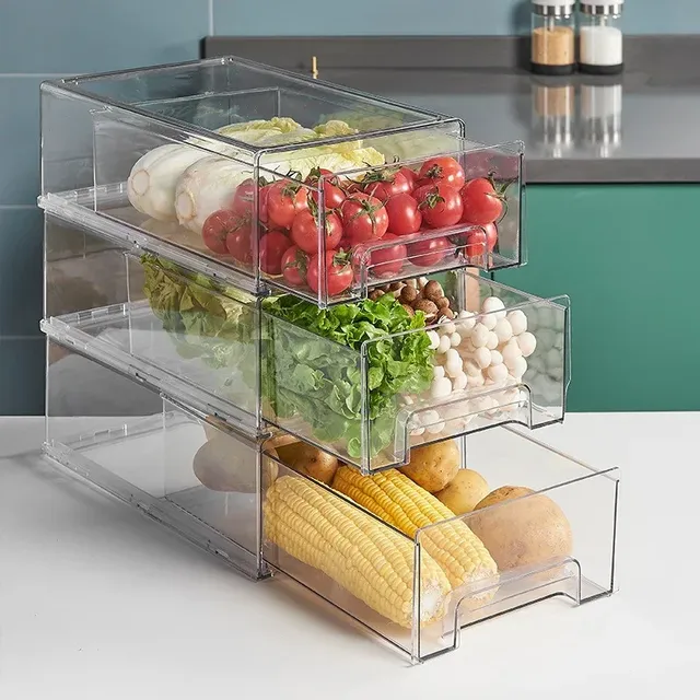 Organisateur réfrigérateur empilable transparent tiroirs… – vue 2