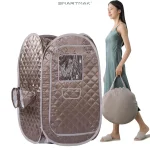 tente sauna portable montage rapide cabine spa vapeur personne pliable autoportante housse transport matelassé taupe fenêtre PVC