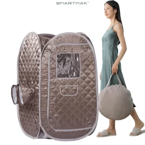 tente sauna portable montage rapide cabine spa vapeur personne pliable autoportante housse transport matelassé taupe fenêtre PVC